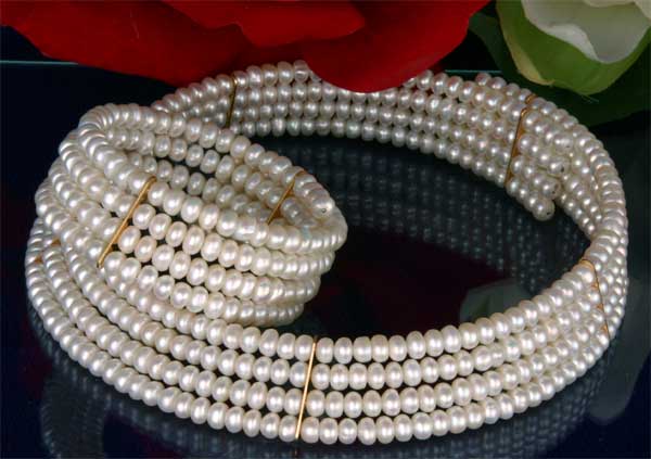 Süßwasser Zucht-Perlenkette Collier und Armband