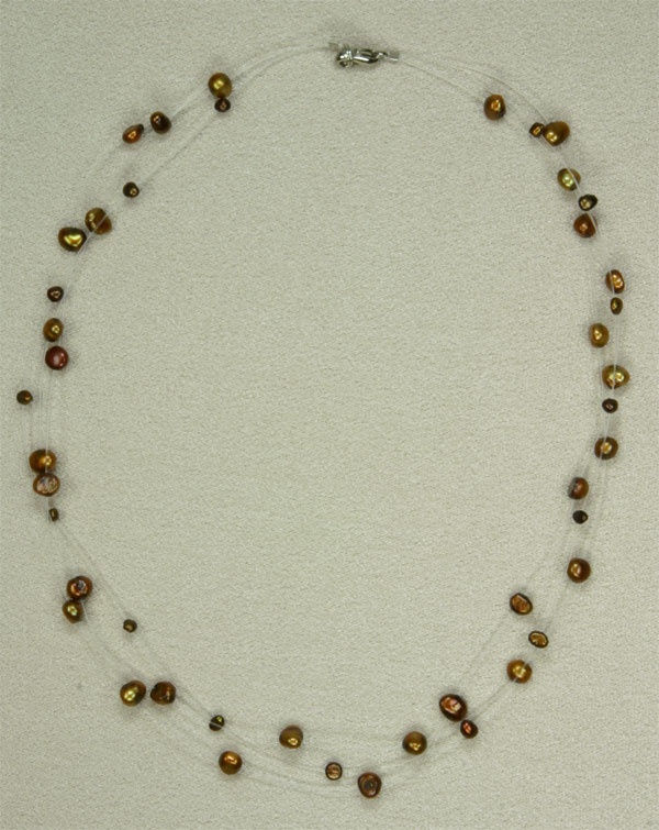 Filigrane Perlenkette Kupfer Braun Masteract