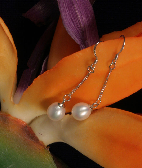 Ohringe Echte Perlen 6-7mm weiss, naturfarben 925 SS Silber