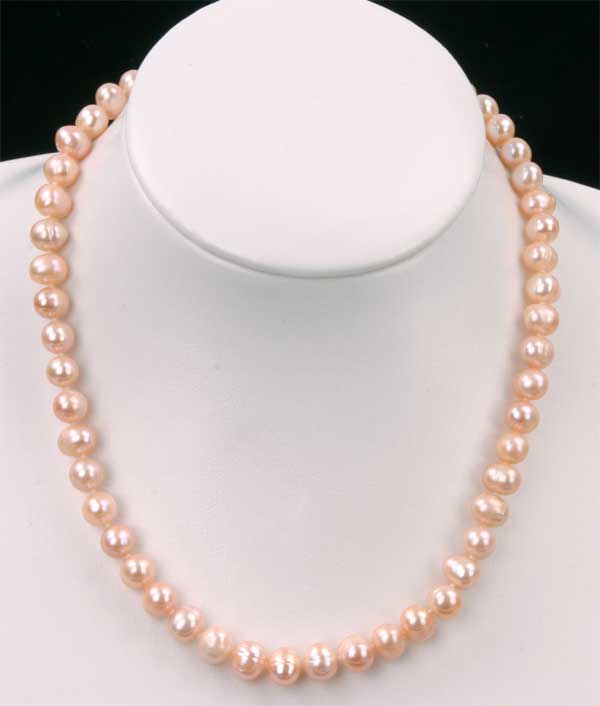 Süßwasser Zucht-Perlenkette -rose- Länge 45cm