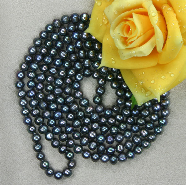Perlenkette Tahiti Black Violett 160cm K105 Endlos ca. 160cm