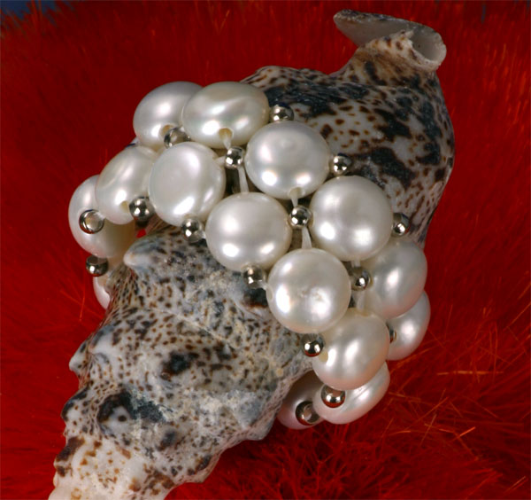 Perlenring 2-Reihig aus Zucht-Perlen weiss