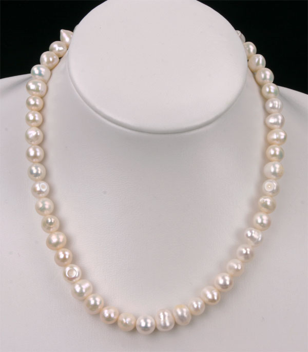 Zucht-Perlen-Strang - Grosse Zucht-Perlen 9-10mm weiss